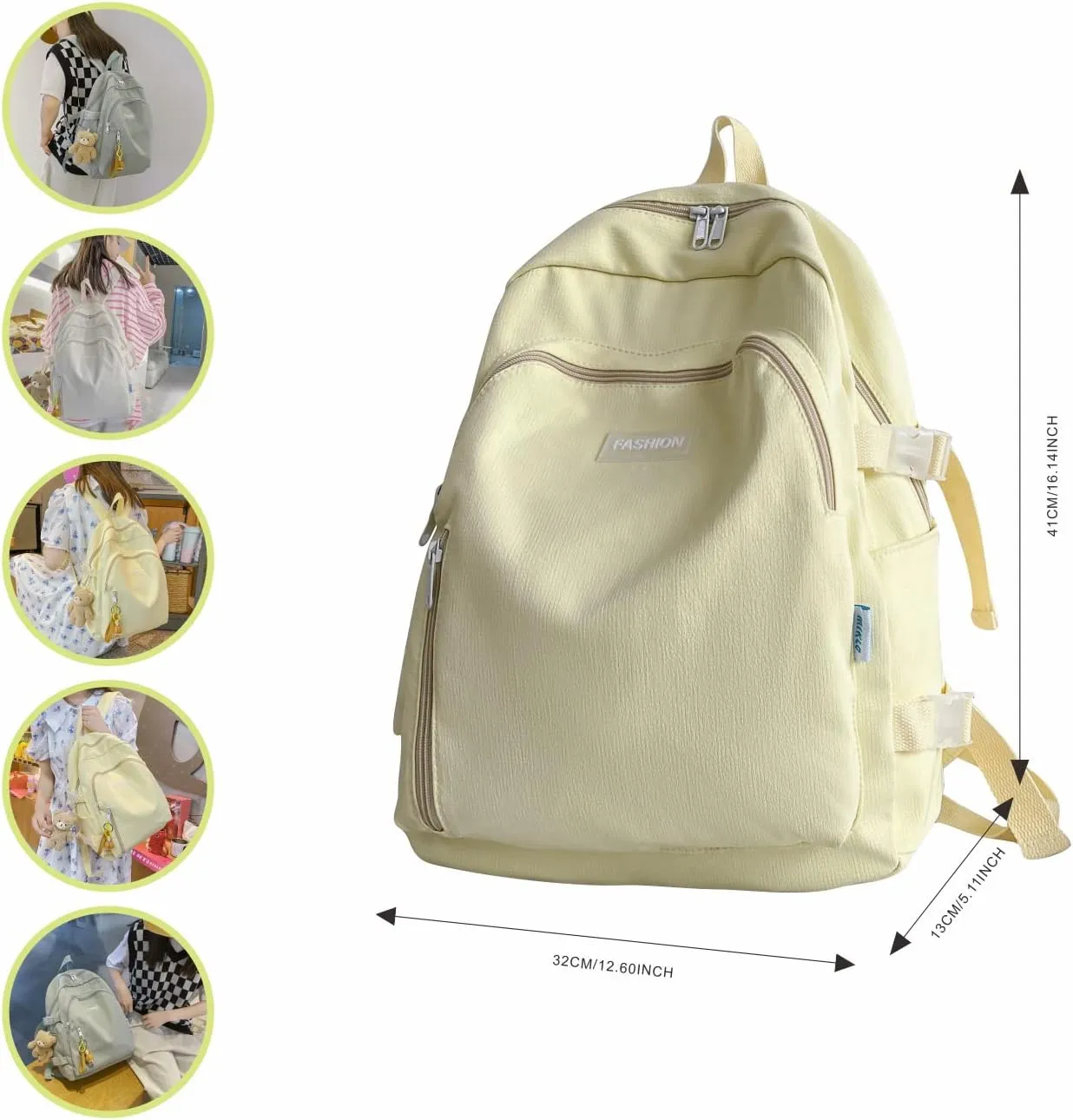 Kids School Backpack Large Capacity Girls Backpack Water Resistant Bookbag with Laptop Compartment for Elementary (White)