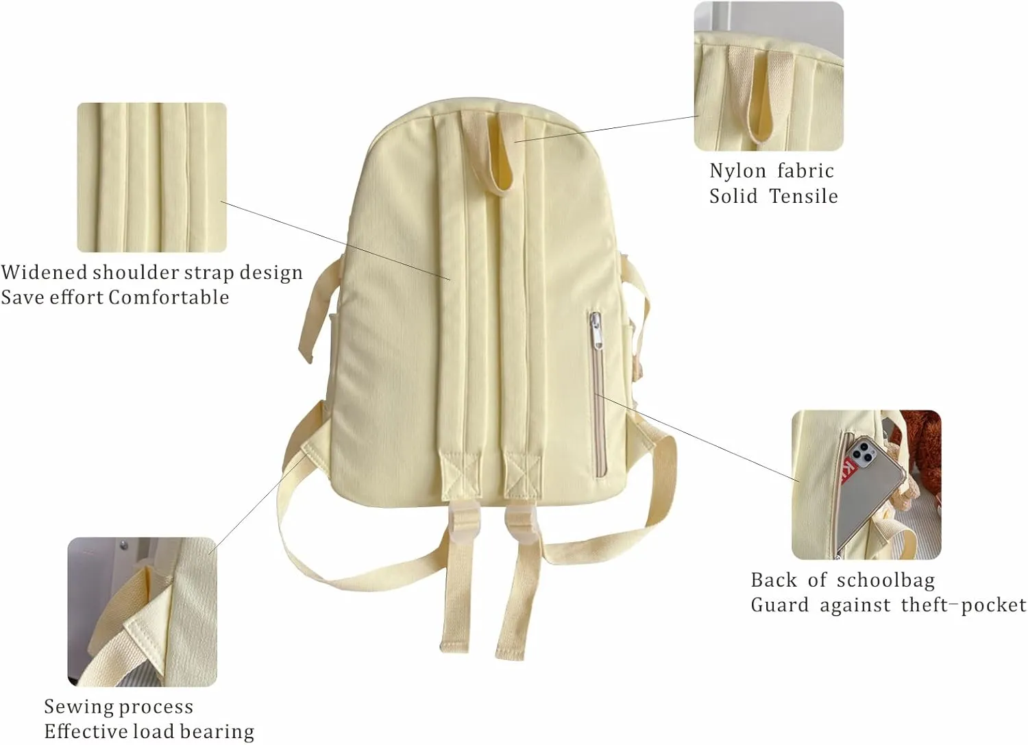 Kids School Backpack Large Capacity Girls Backpack Water Resistant Bookbag with Laptop Compartment for Elementary (White)
