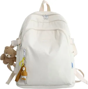 Kids School Backpack Large Capacity Girls Backpack Water Resistant Bookbag with Laptop Compartment for Elementary (White)