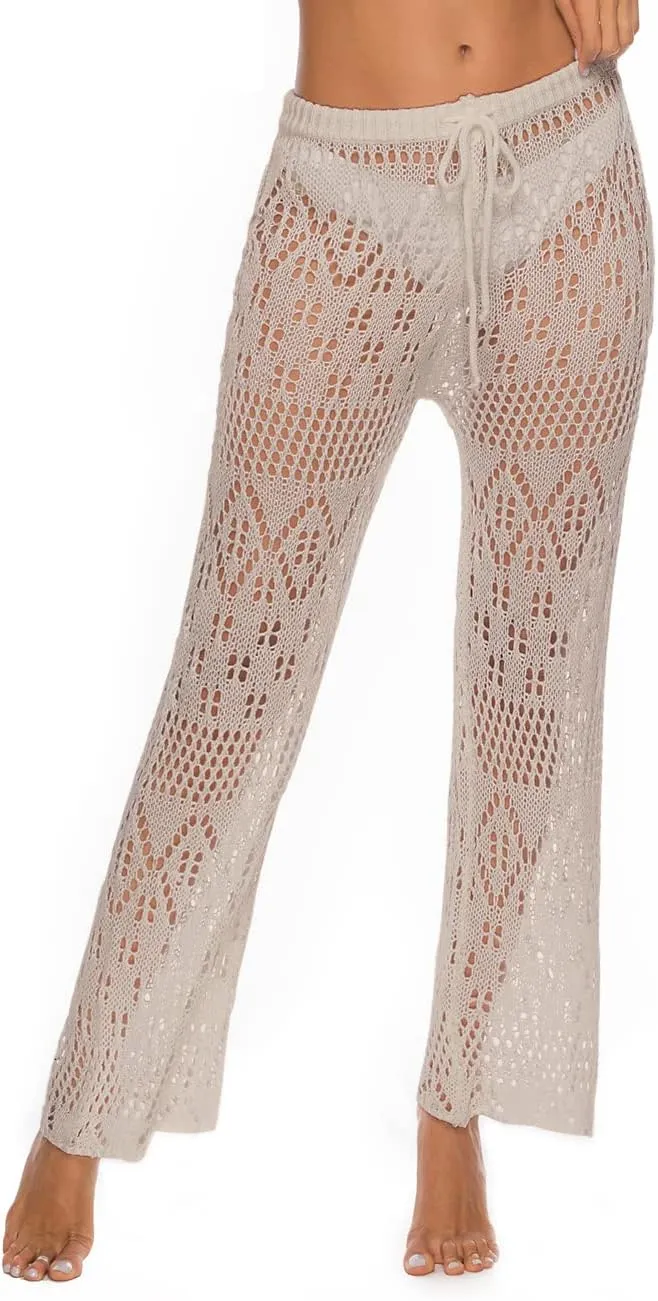 Kistore Womens Crochet Net Hollow Out Beach Pants Sexy Swimsuit Cover Up Pants