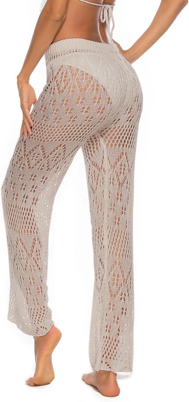Kistore Womens Crochet Net Hollow Out Beach Pants Sexy Swimsuit Cover Up Pants