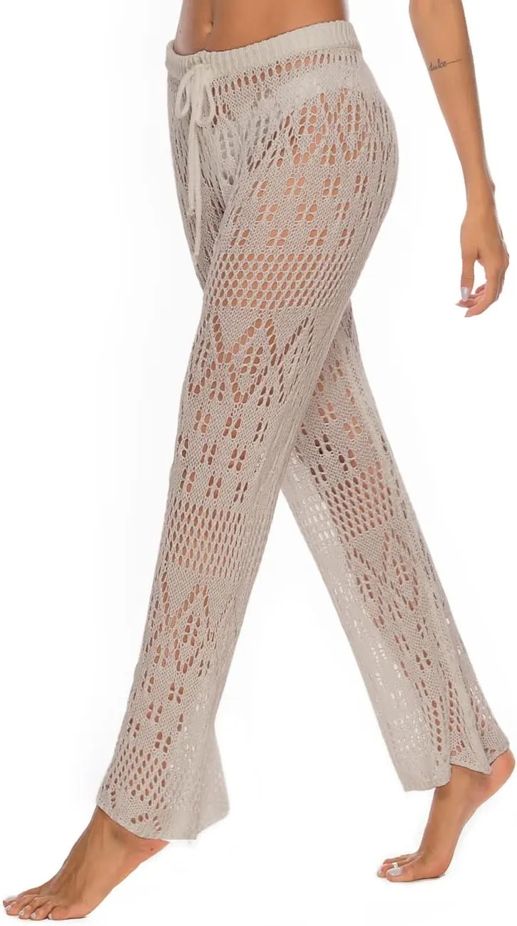 Kistore Womens Crochet Net Hollow Out Beach Pants Sexy Swimsuit Cover Up Pants