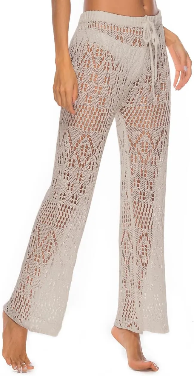 Kistore Womens Crochet Net Hollow Out Beach Pants Sexy Swimsuit Cover Up Pants