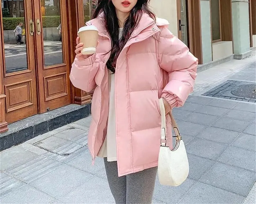 Korean Down Cotton Jacket Women Hooded Parkas Winter Padded Coat Thick Warm Loose Puffer Female Snow Wear Outwea