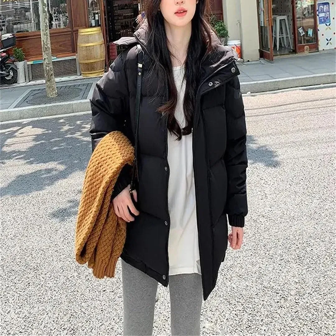 Korean Down Cotton Jacket Women Hooded Parkas Winter Padded Coat Thick Warm Loose Puffer Female Snow Wear Outwea