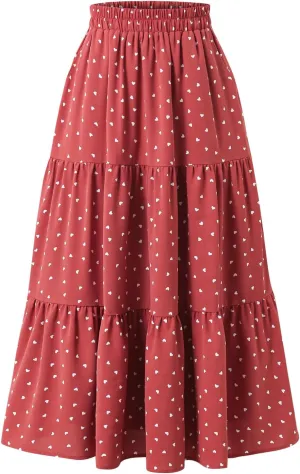 Ladies' Elastic Waist Skirt A Casual Pleated Skirt with Pockets in Spring Summer Autumn and Winter