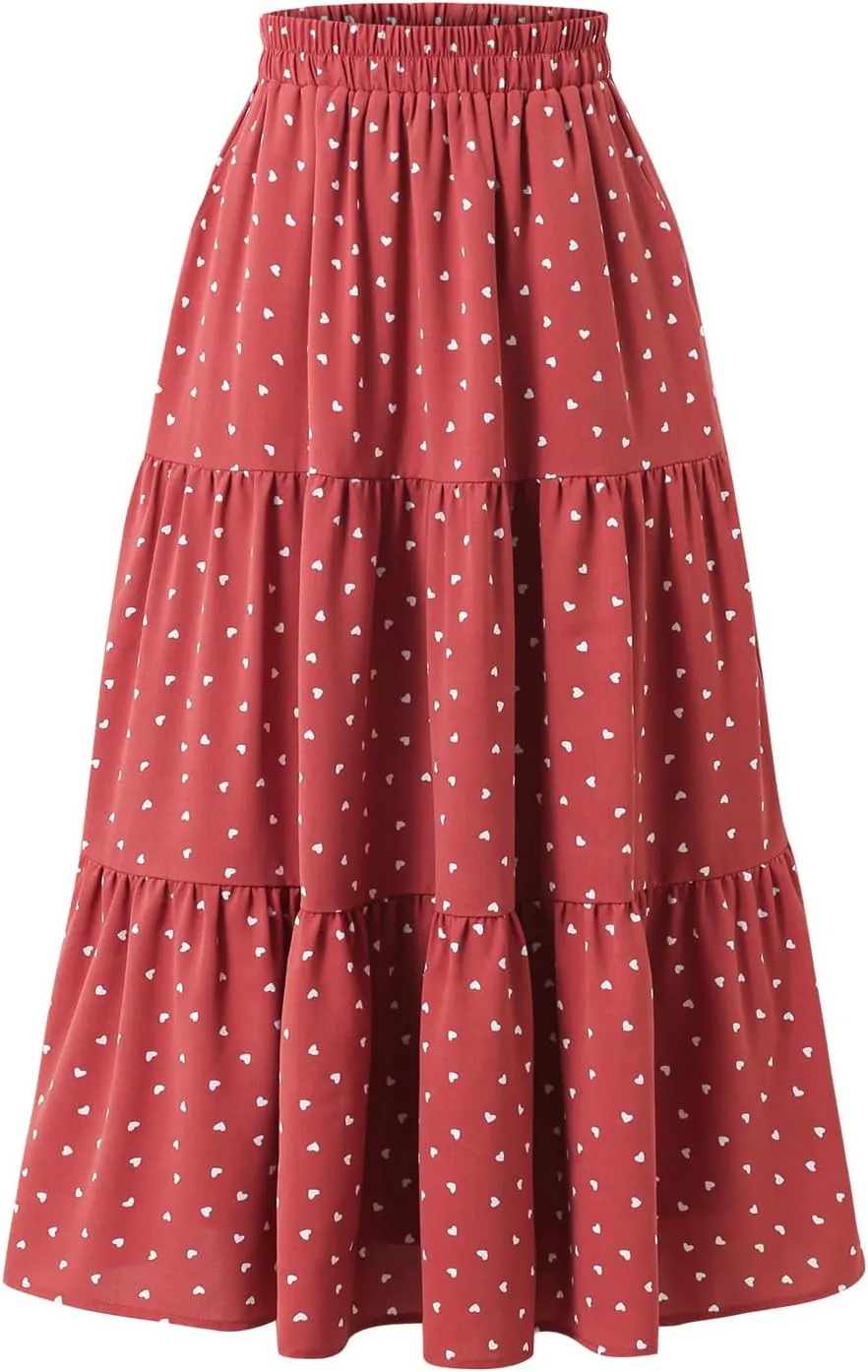 Ladies' Elastic Waist Skirt A Casual Pleated Skirt with Pockets in Spring Summer Autumn and Winter