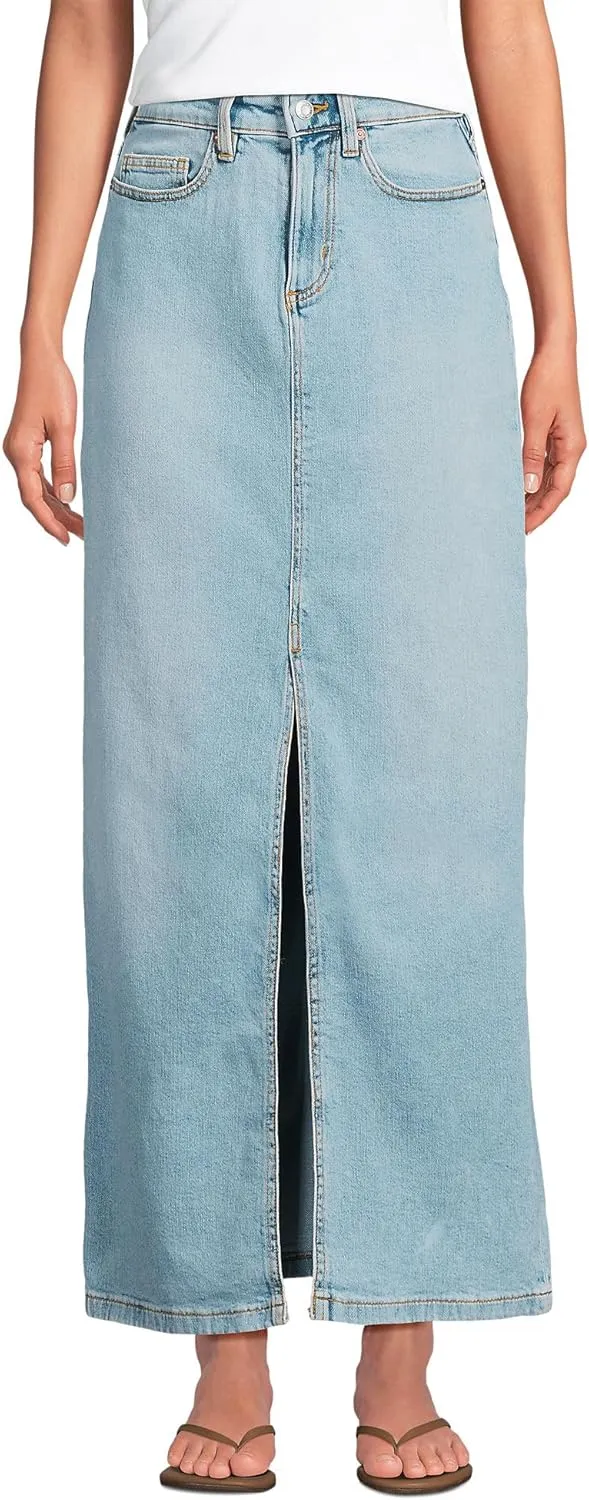 Lands' End Women's Soft Denim Maxi Skirt