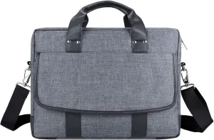 Laptop Briefcase Bag Water Resistant Shoulder Messenger Bag with Dual Compartments, Leather Handles, Strap, Front Pocket