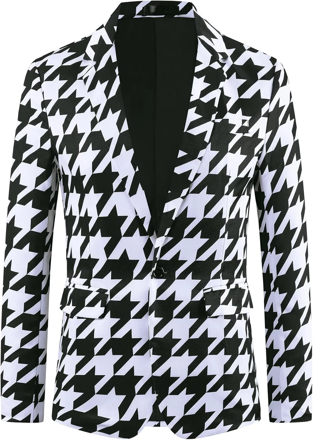 Lars Amadeus Houndstooth Pattern Blazers for Men's Prom Plaid Suit Jacket Business Sport Coats