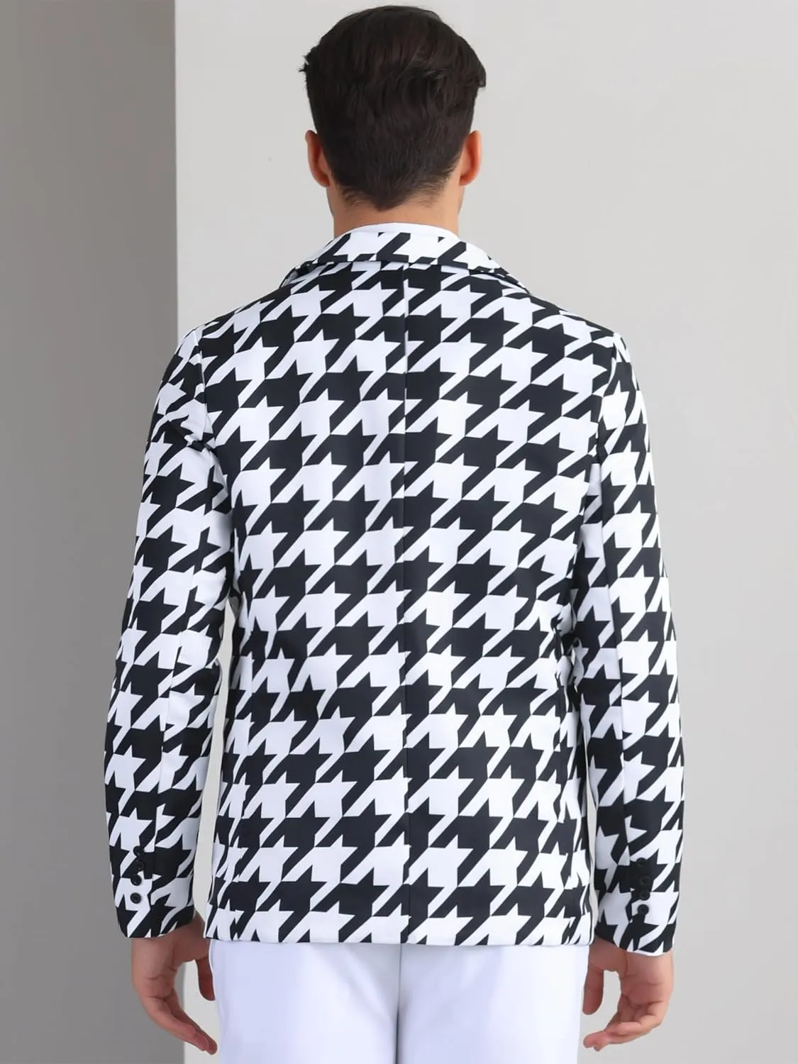 Lars Amadeus Houndstooth Pattern Blazers for Men's Prom Plaid Suit Jacket Business Sport Coats