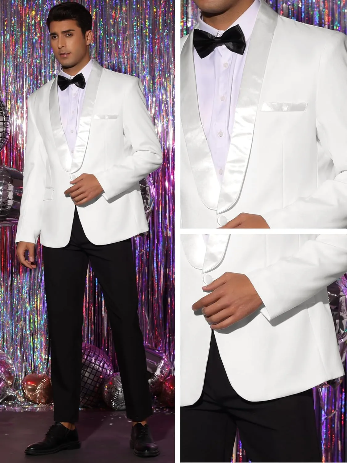 Lars Amadeus Wedding Blazers for Men's One Button Shawl Collar Formal Prom Sports Coats