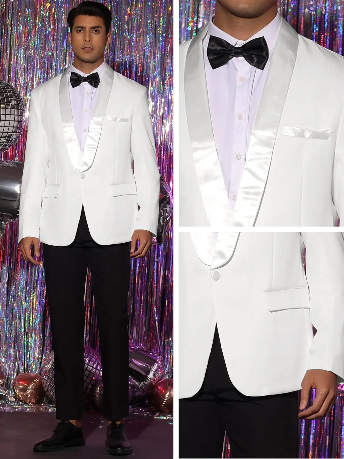 Lars Amadeus Wedding Blazers for Men's One Button Shawl Collar Formal Prom Sports Coats