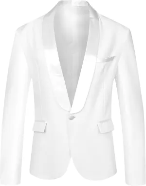 Lars Amadeus Wedding Blazers for Men's One Button Shawl Collar Formal Prom Sports Coats