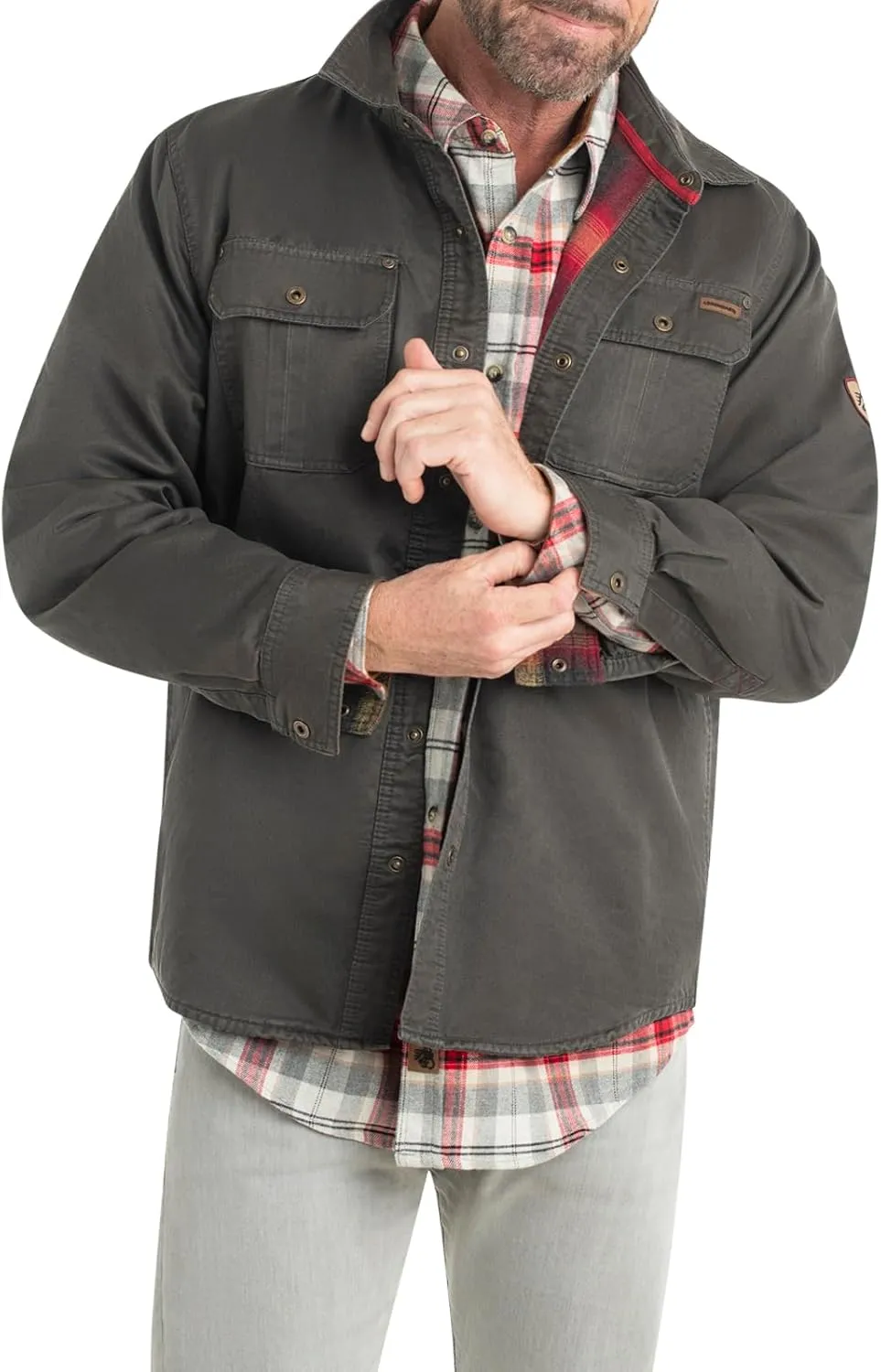 Legendary Whitetails Journeyman Shirt Jacket Flannel Lined Shacket for Men Water-Resistant Coat Rugged Fall Clothing