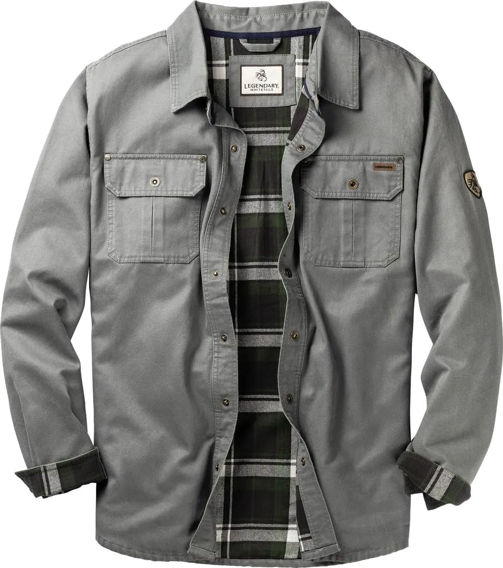 Legendary Whitetails Journeyman Shirt Jacket Flannel Lined Shacket for Men Water-Resistant Coat Rugged Fall Clothing