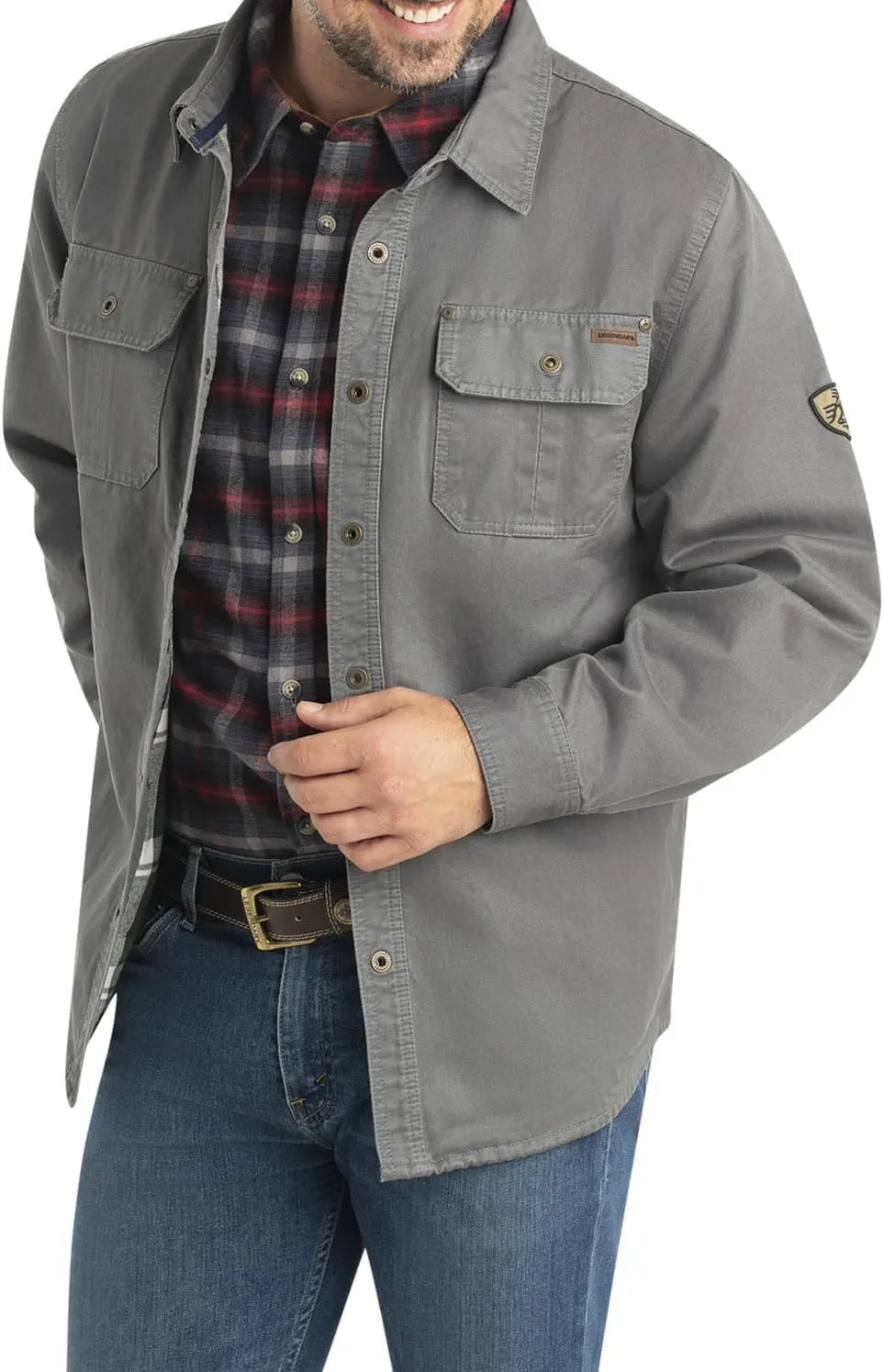 Legendary Whitetails Journeyman Shirt Jacket Flannel Lined Shacket for Men Water-Resistant Coat Rugged Fall Clothing