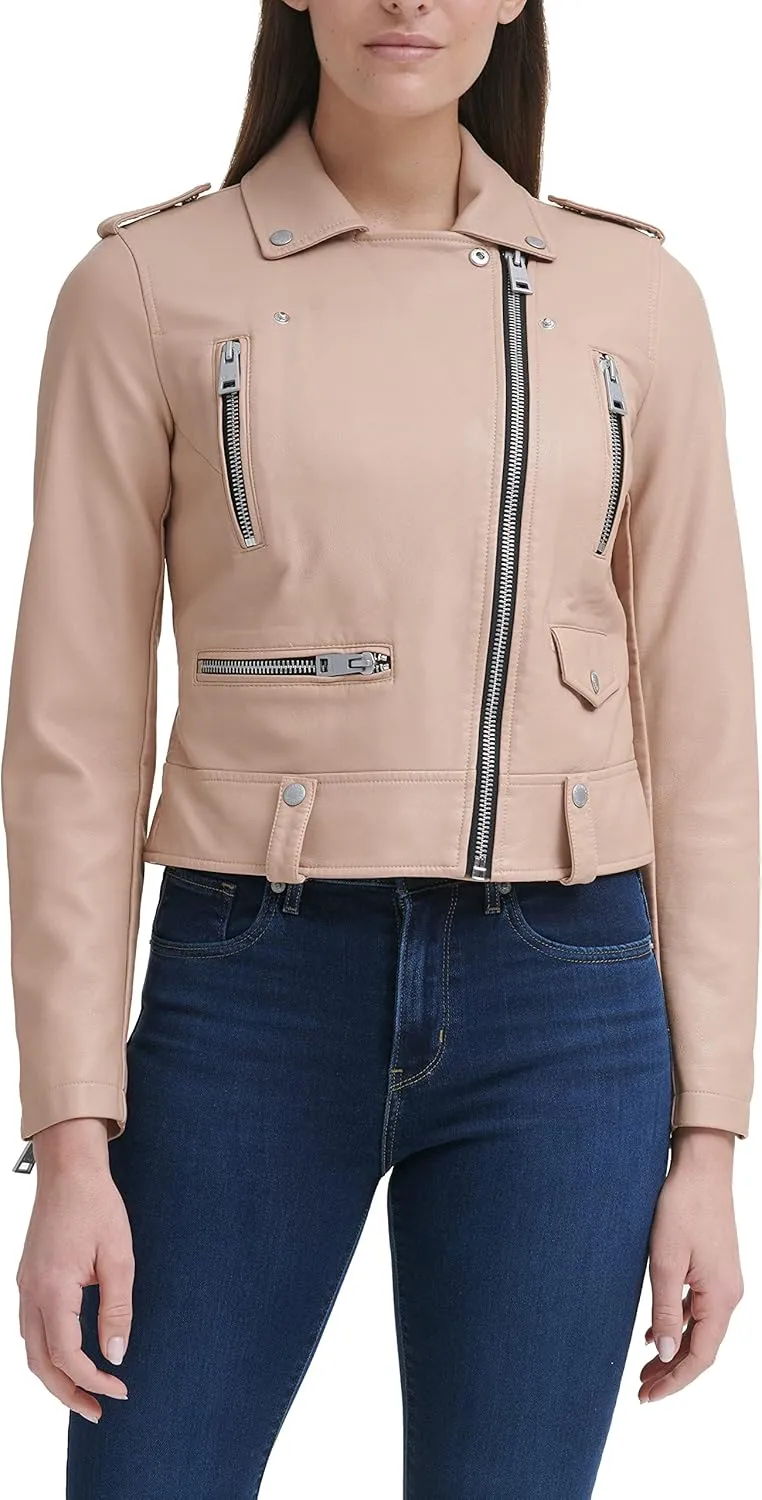 Levi's Women's Cropped Faux Leather Motorcycle Jacket