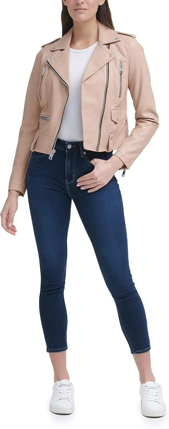 Levi's Women's Cropped Faux Leather Motorcycle Jacket