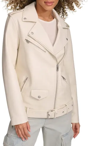 Levi's womens Oversized Faux Leather Belted Motorcycle Jacket (Standard & Plus Sizes)