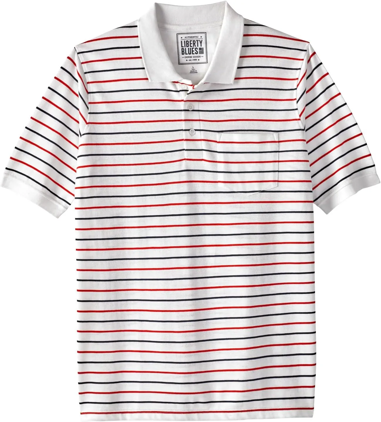 Liberty Blues by Kingsize Men's Big & Tall Shrink-Less Pocket Piqu Polo