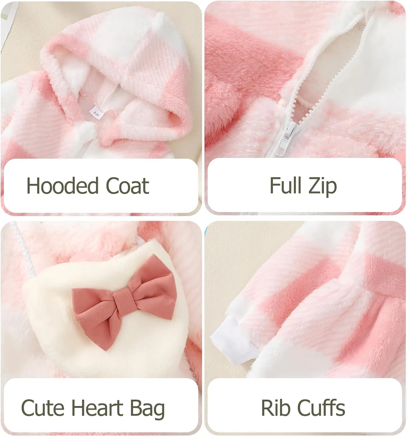 Little Toddler Girl Fleece Jacket Long Sleeve Full Zip Up Hoodies Sweater Warm Winter Coat Outwear Fall Winter Clothes