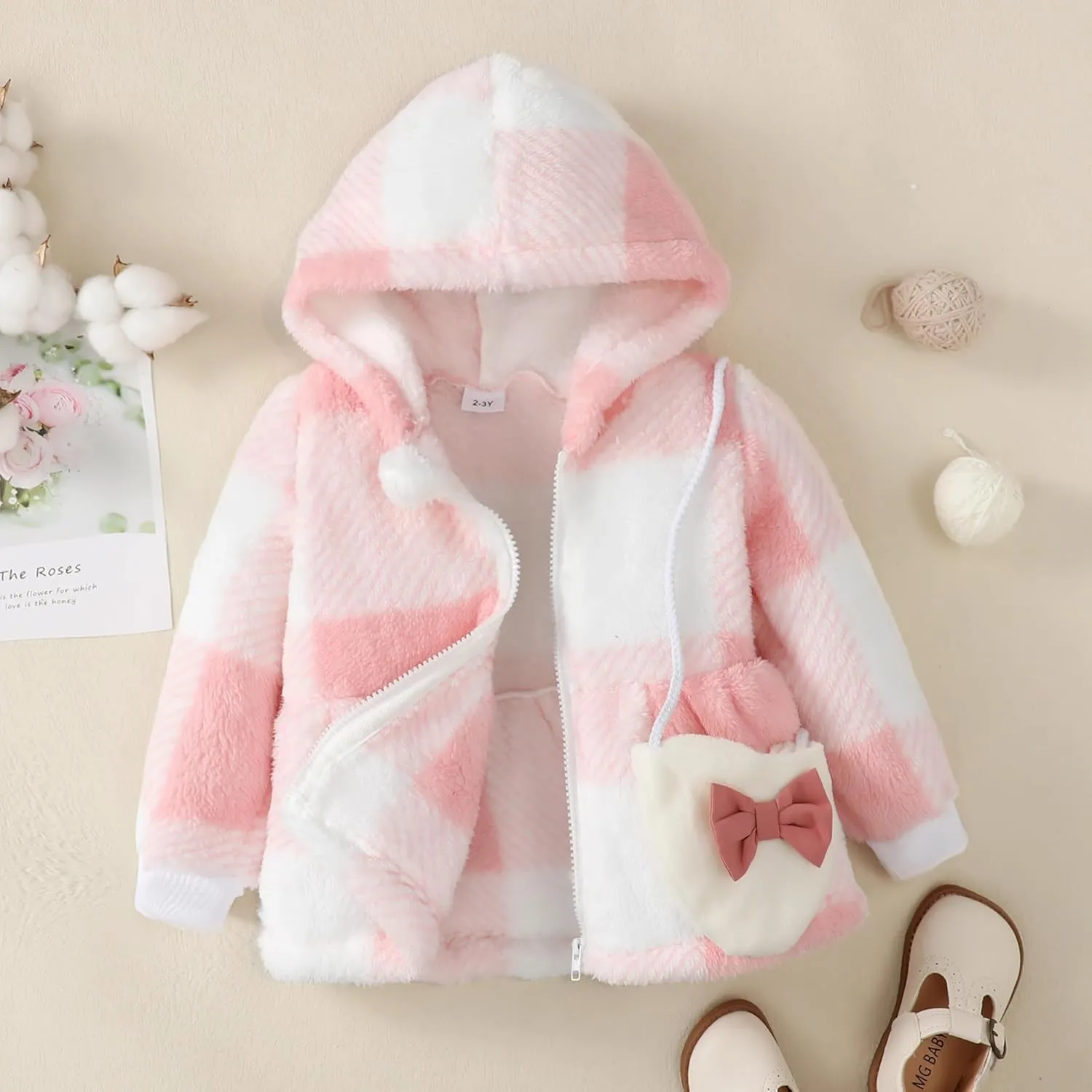 Little Toddler Girl Fleece Jacket Long Sleeve Full Zip Up Hoodies Sweater Warm Winter Coat Outwear Fall Winter Clothes