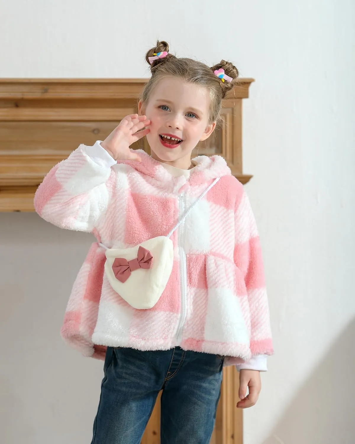 Little Toddler Girl Fleece Jacket Long Sleeve Full Zip Up Hoodies Sweater Warm Winter Coat Outwear Fall Winter Clothes