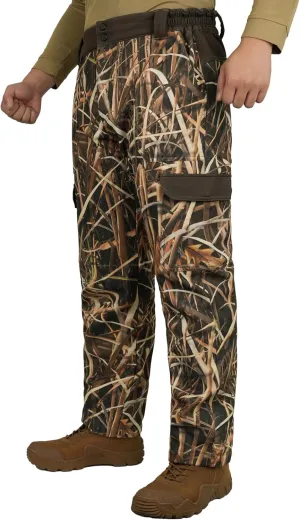 LOOGU Men's Fleece Lined Insulation Camo Hunting Pants Windproof Water-Resistant Softshell Tactical Pants for Men