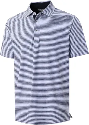 M MAELREG Golf Polo Shirts for Men Short Sleeve Dry Fit Striped Performance Moisture Wicking Collared Casual Mens Golf Shirt