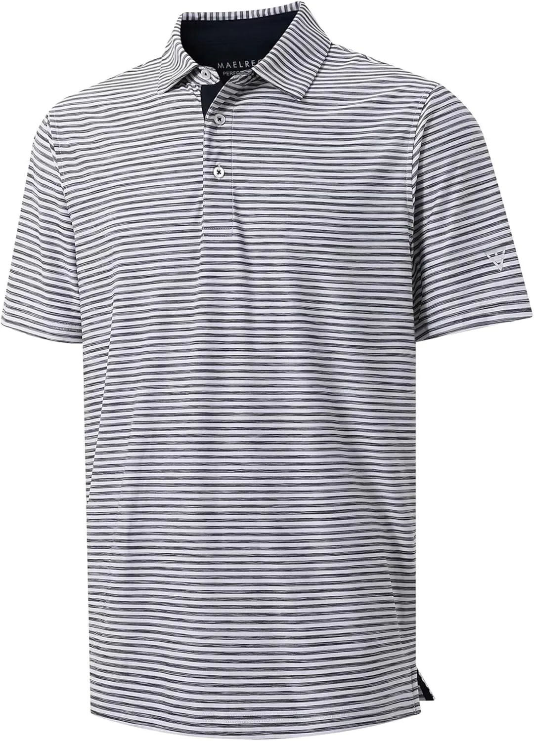 M MAELREG Golf Polo Shirts for Men Short Sleeve Dry Fit Striped Performance Moisture Wicking Collared Casual Mens Golf Shirt