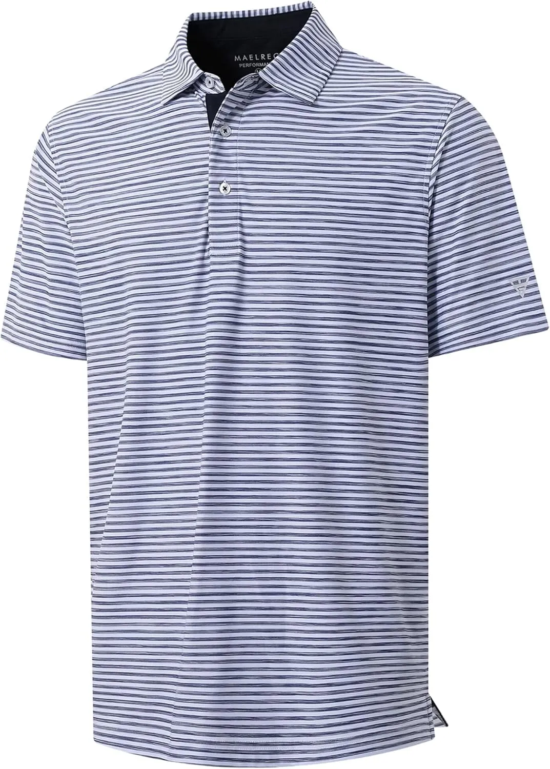 M MAELREG Golf Polo Shirts for Men Short Sleeve Dry Fit Striped Performance Moisture Wicking Collared Casual Mens Golf Shirt