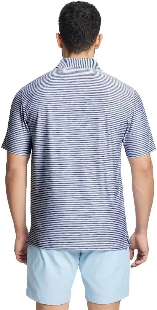 M MAELREG Golf Polo Shirts for Men Short Sleeve Dry Fit Striped Performance Moisture Wicking Collared Casual Mens Golf Shirt
