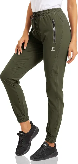 MAGCOMSEN Women's Hiking Cargo Joggers Quick Dry Lightweight Water Resistant Running Athletic Pants with 2 Pockets