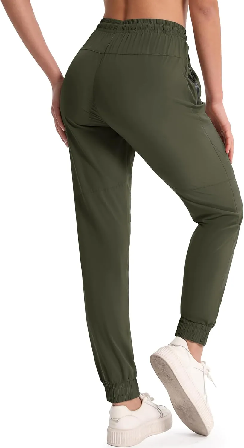 MAGCOMSEN Women's Hiking Cargo Joggers Quick Dry Lightweight Water Resistant Running Athletic Pants with 2 Pockets