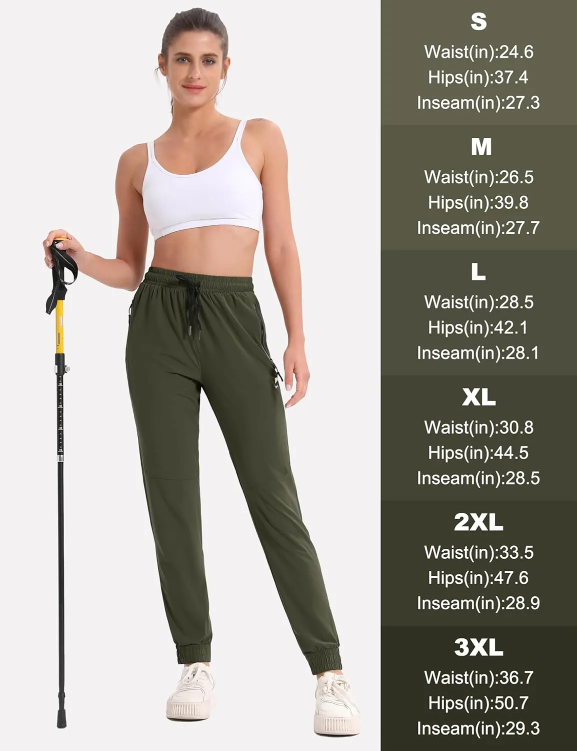 MAGCOMSEN Women's Hiking Cargo Joggers Quick Dry Lightweight Water Resistant Running Athletic Pants with 2 Pockets