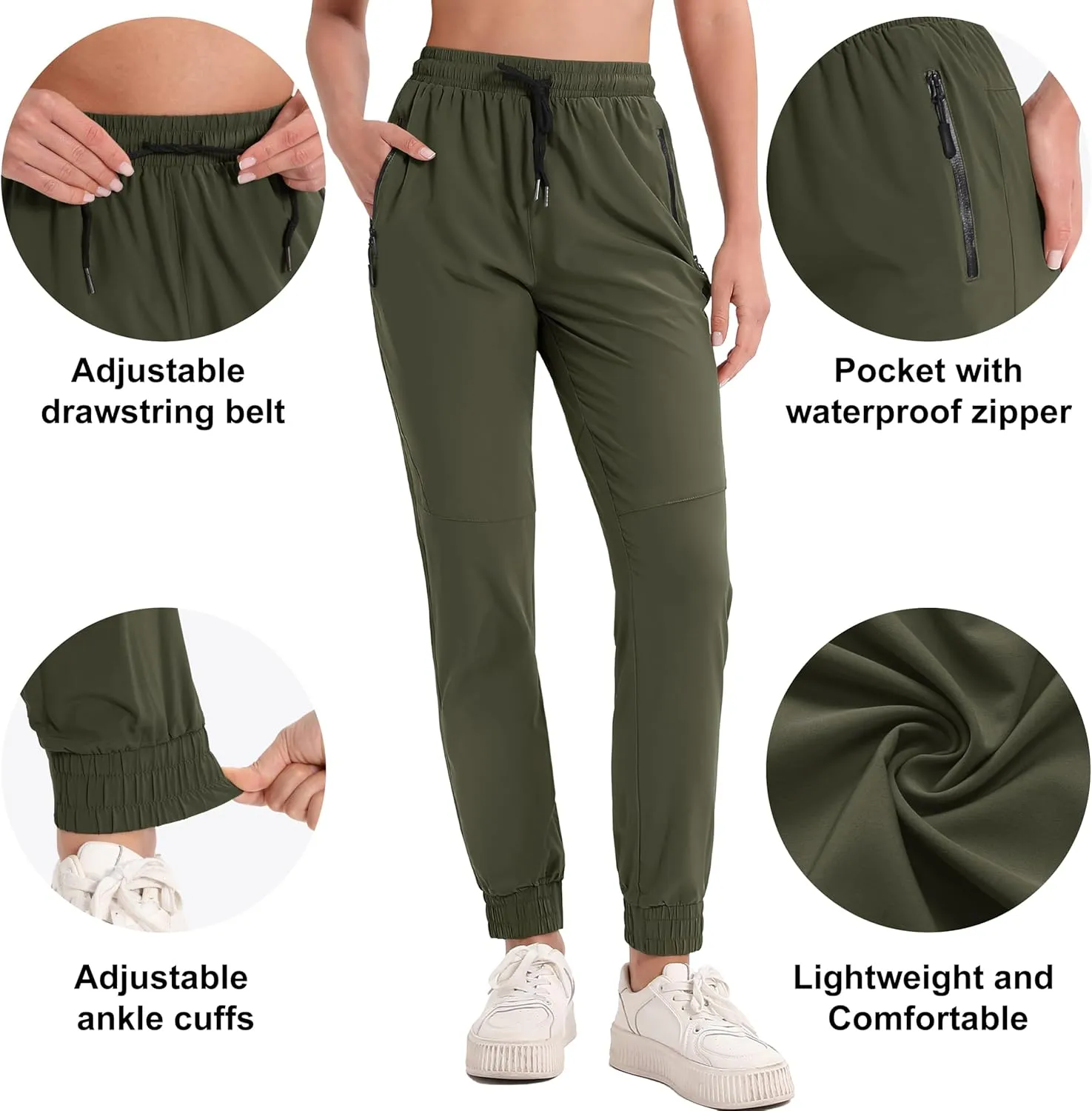 MAGCOMSEN Women's Hiking Cargo Joggers Quick Dry Lightweight Water Resistant Running Athletic Pants with 2 Pockets