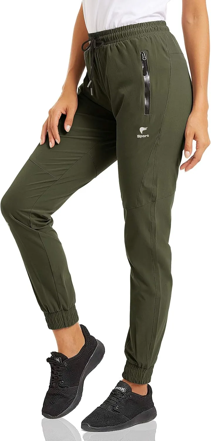 MAGCOMSEN Women's Hiking Cargo Joggers Quick Dry Lightweight Water Resistant Running Athletic Pants with 2 Pockets