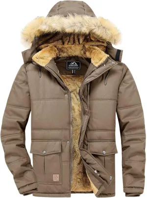 MAGNIVIT Men's Winter Jacket Puffer Coats Thicken Warm Fur Down Parka Jcket with Removable Hood