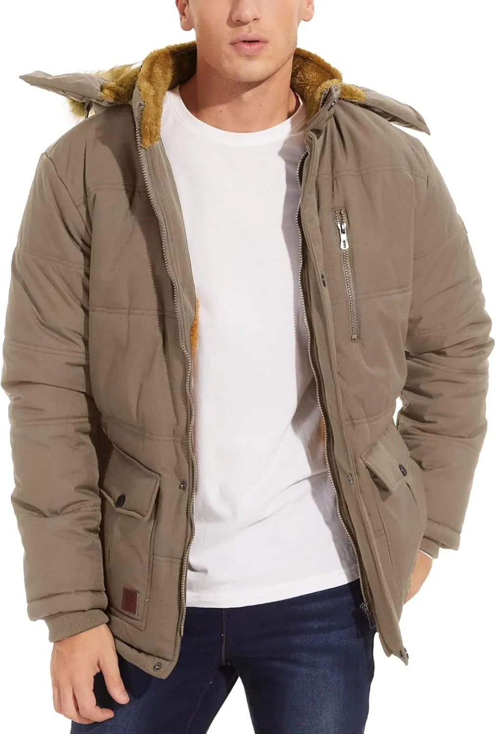 MAGNIVIT Men's Winter Jacket Puffer Coats Thicken Warm Fur Down Parka Jcket with Removable Hood