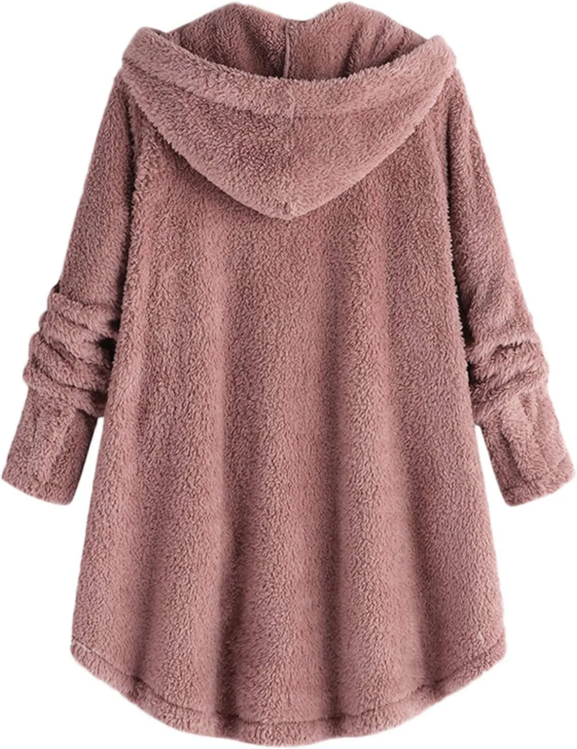 maisdgop Fleece Jackets for Women Cute Cat Ear Fleece Hooded Sweatshirt Solid Warm Winter Oversized Outwear With Pockets