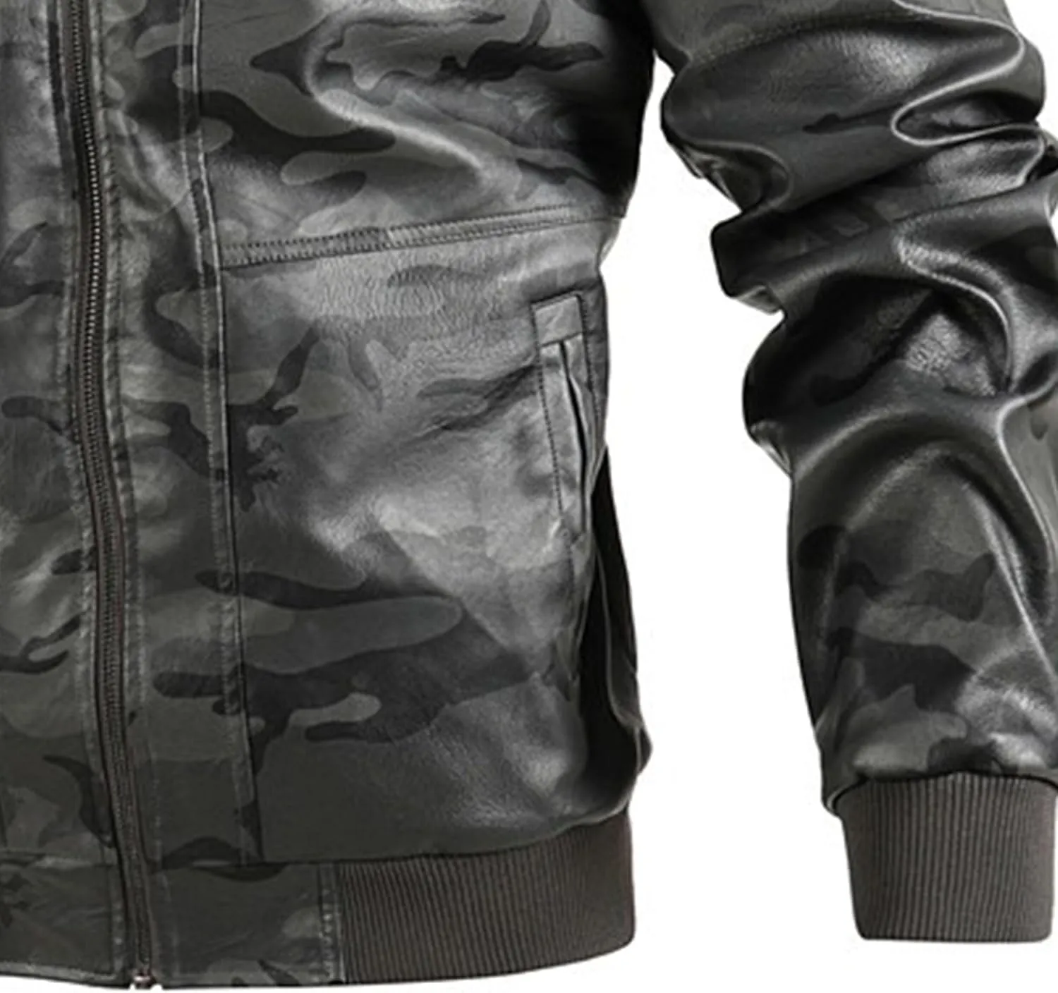 Maiyifu-GJ Casual Motorcycle Jacket for Men Faux Leather Windproof Moto Coat Vintage Bomber Hoodie with Removable Hood