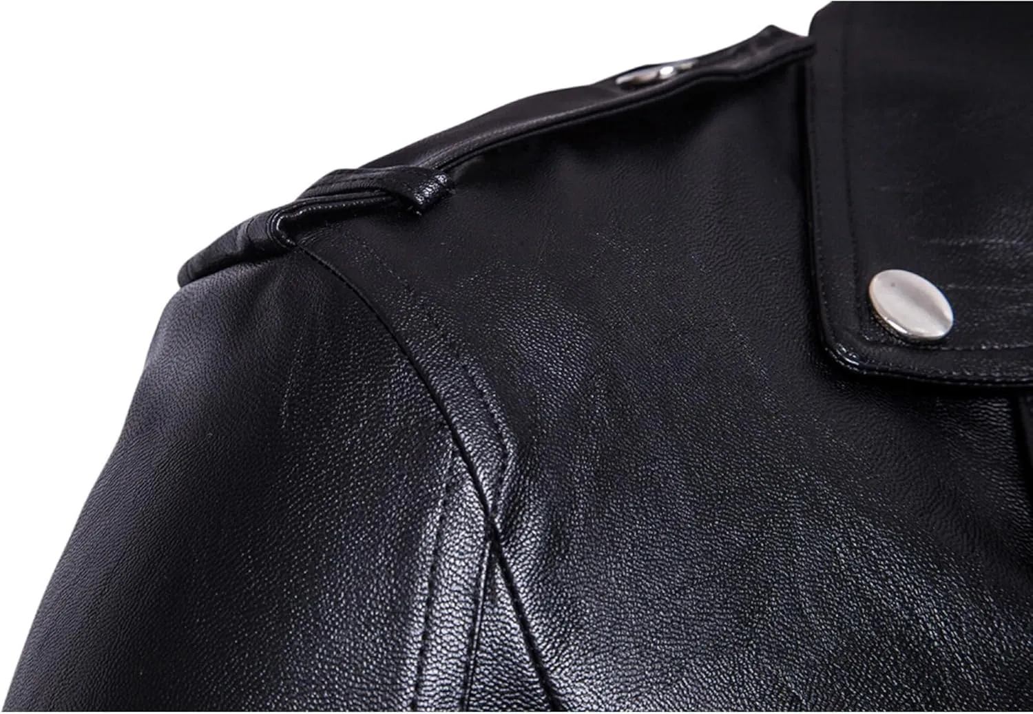 Maiyifu-GJ Men Faux Leather Motorcycle Jacket Asymmetric Zipper Slim Outwear Overcoat Retro Notched Lapel Pu Biker Coat (BlackA2,Large)