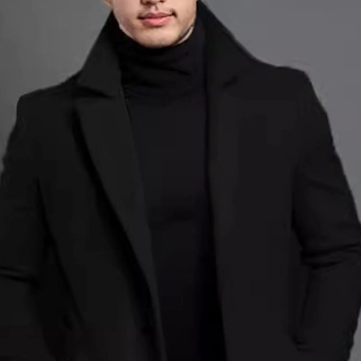 Maiyifu-GJ Men's Trench Coat Slim Fit Winter Notched Lapel Single Breasted Long Jacket Overcoat