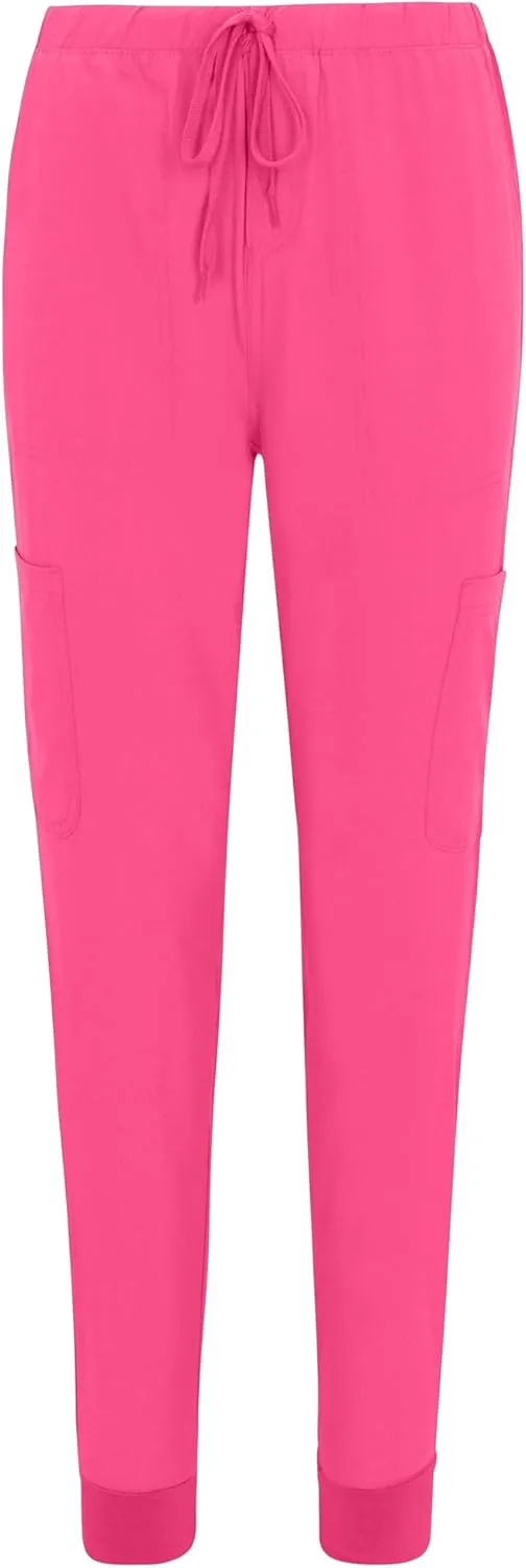 M&M SCRUBS Women's Essential Jogger Scrub Set Nursing Uniform 10 Pockets Stretch Scrub Top and Pant