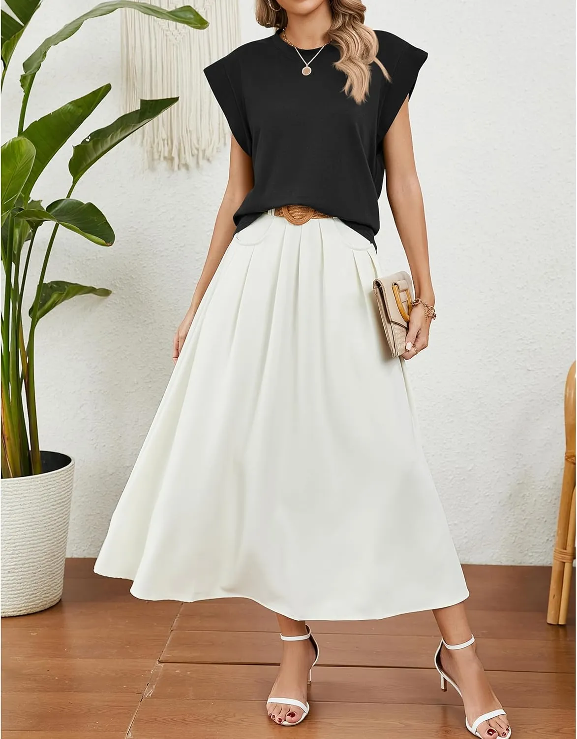 Mansy 2 Pack Cap Sleeve Tops for Women Summer Sleeveless Tank Top Basic Crew Neck Casual Loose Fit 2024 Fashion Shirts