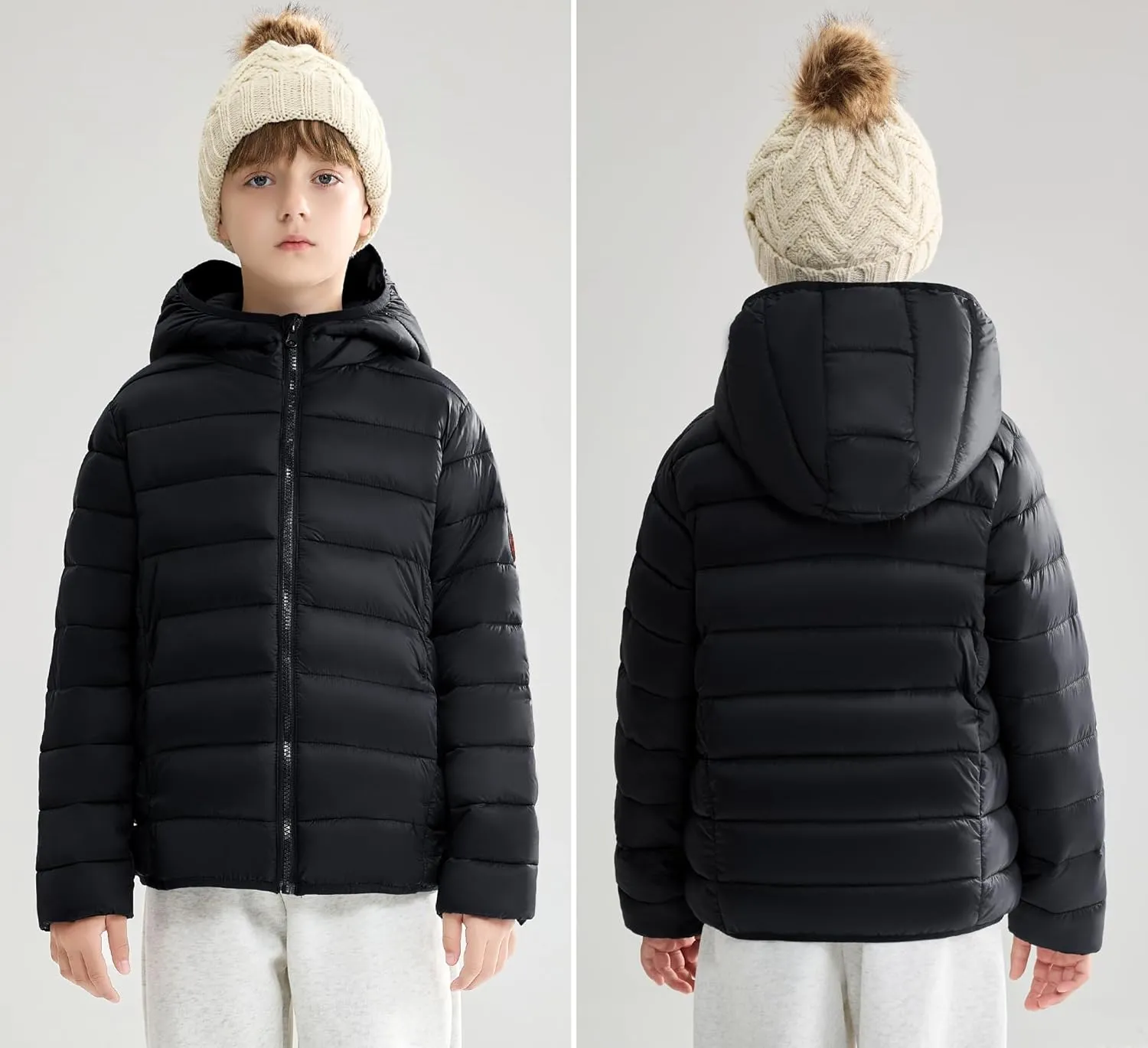 maoo garden Girls Boys Winter Puffer Jacket Big Kids Faux-Down Lightweight Packable Water-Resistant Coat