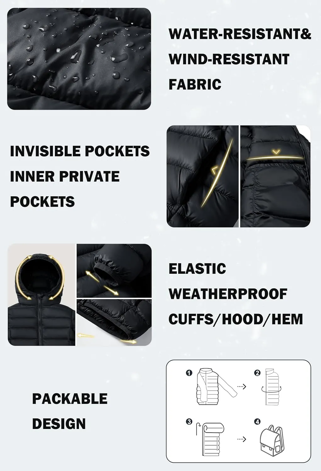 maoo garden Girls Boys Winter Puffer Jacket Big Kids Faux-Down Lightweight Packable Water-Resistant Coat