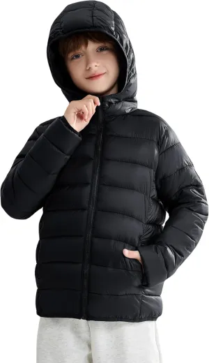 maoo garden Girls Boys Winter Puffer Jacket Big Kids Faux-Down Lightweight Packable Water-Resistant Coat