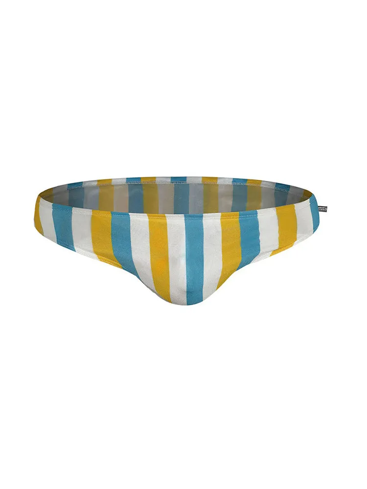 Men Casual Stripe Quick Drying Swim Briefs